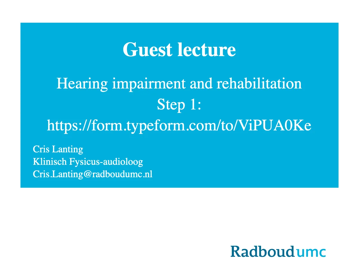 Preview of Hearing impairment and rehabilitation presentation