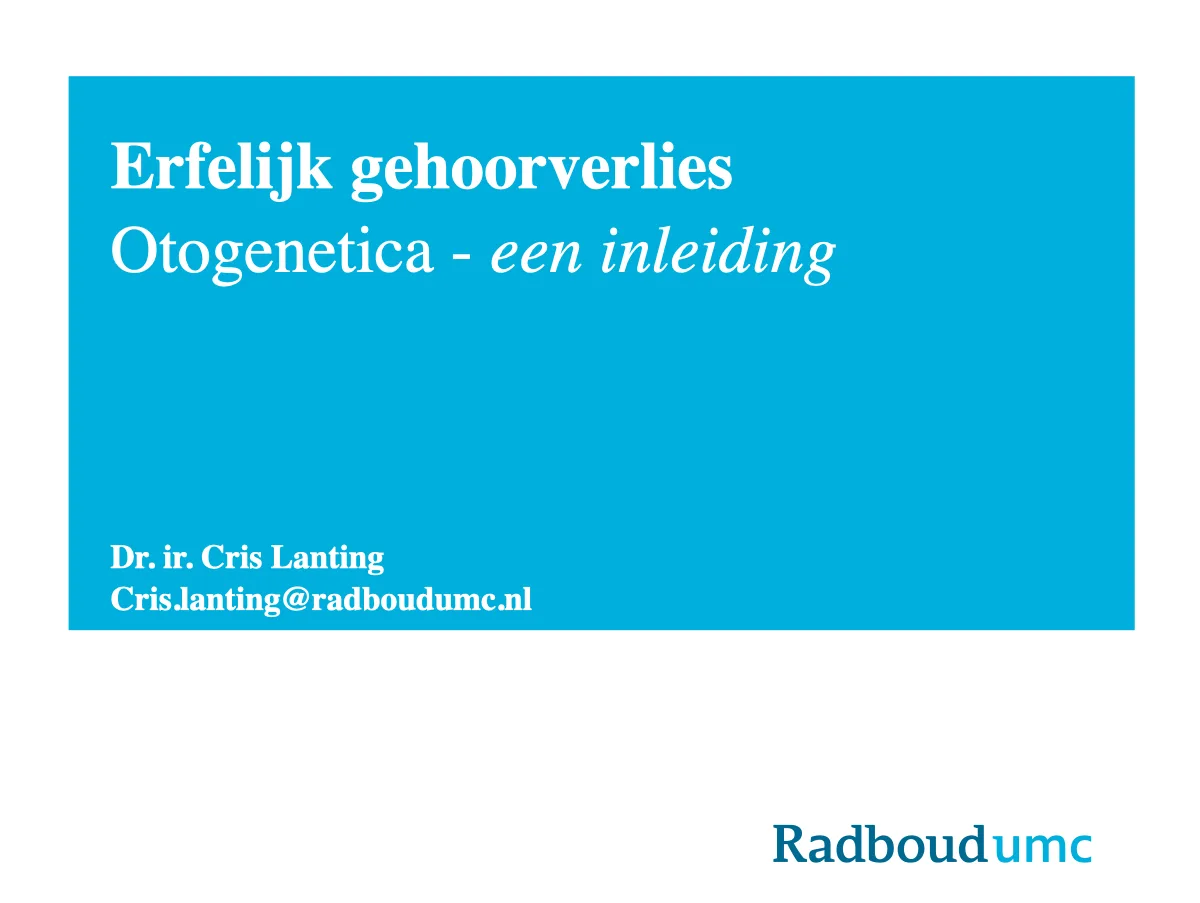 Preview of Inleiding otogenetica presentation